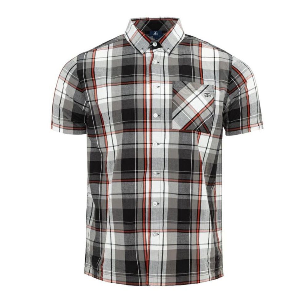 Giorgio Mens Checkered Short-Sleeved Shirt / Black/Red